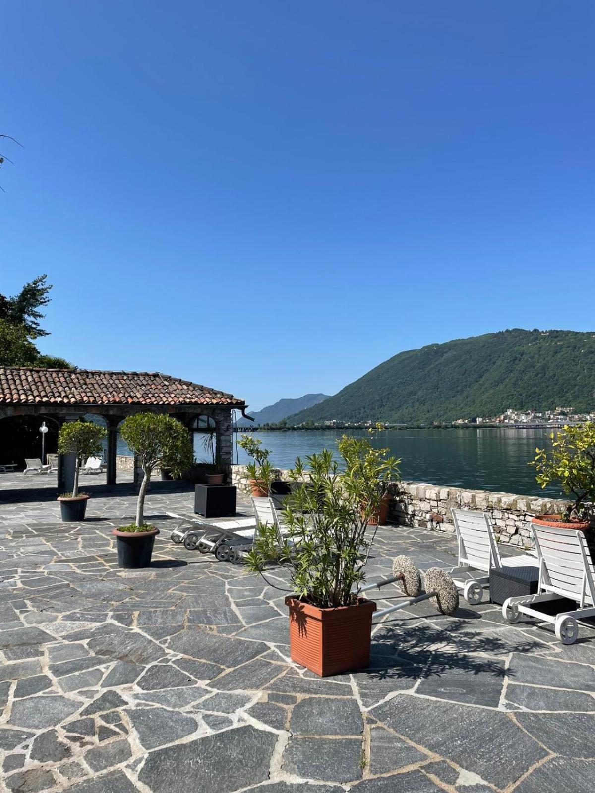 Luganersee, Pool, Strand, Parkplatz, Suite 204 Bissone Εξωτερικό φωτογραφία