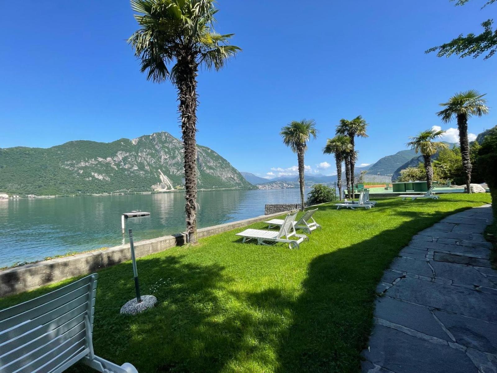 Luganersee, Pool, Strand, Parkplatz, Suite 204 Bissone Εξωτερικό φωτογραφία